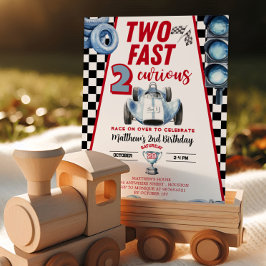 Convite Two Fast 2nd birthday Boy Racing Car Invitation
