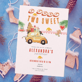 Convite Two Fast Christmas Gingerbread Car P 2nd Birthday
