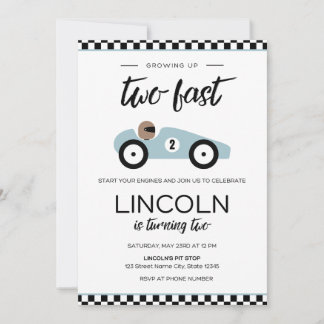 Convite Two Fast Race Car Birthday Invitation