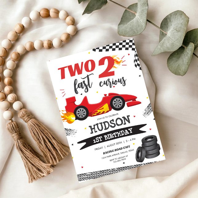 Convite Two Fast Race Car Boy 2nd Birthday Invitation (Criador carregado)