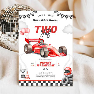 Convite Two Fast Race Car Boy 2nd Birthday Invitation