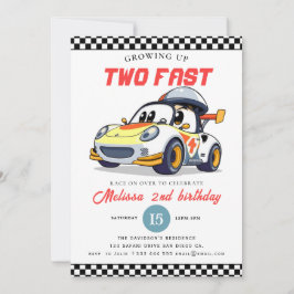 Convite Two Fast Race Car Boy 2nd Birthday Party