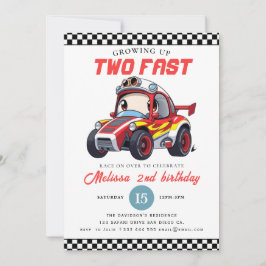 Convite Two Fast Race Car Boy 2nd Birthday Party