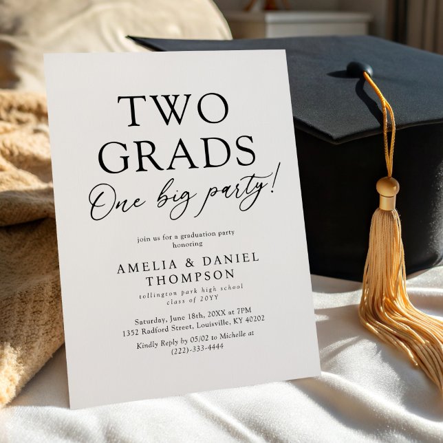 Convite Two Grads One Big Party Graduation (Criador carregado)