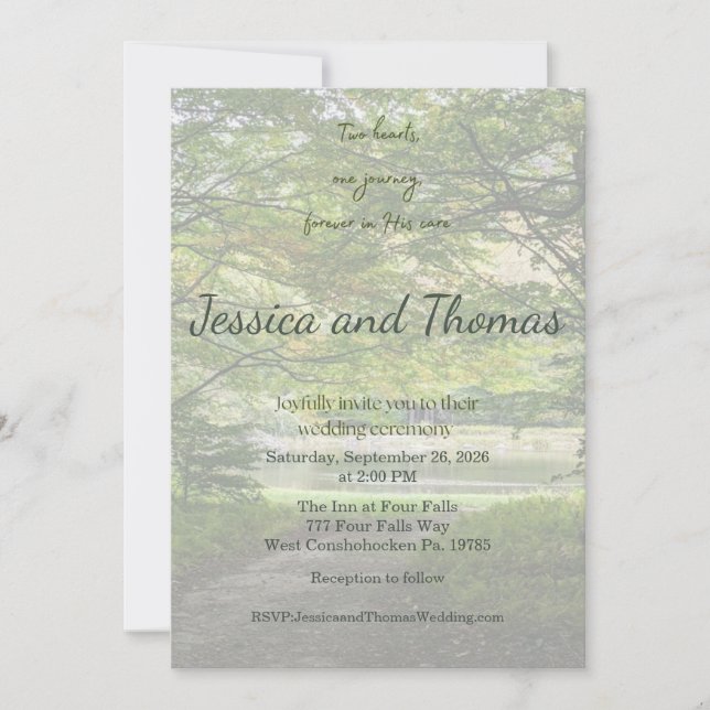 Convite Two Hearts One Journey Photo Wedding Invitation (Frente)