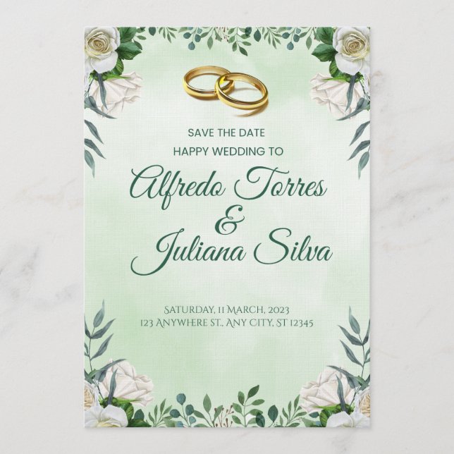 Convite Two Hearts, One Love Wedding Invitation (Frente)