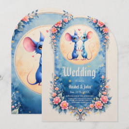 Convite Two Hearts, One Love – Wedding Mice. 