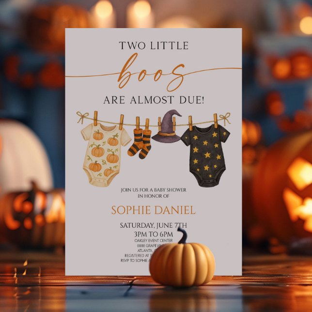 Convite Two Little Boos Are Almost Due! Twins Baby Shower (Criador carregado)