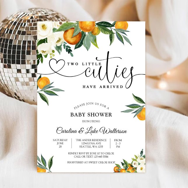 Convite Two Little Cuties Baby Shower Invitation (Criador carregado)