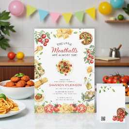 Convite Two Little Meatballs Pasta Baby Shower QR code