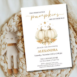 Convite Two Little Pumpkins Boho Chic Twin Baby Shower