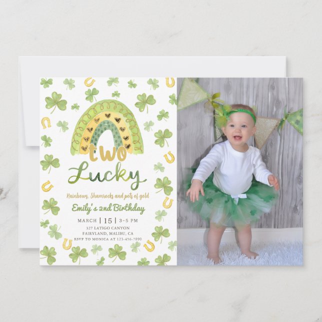 Convite Two Lucky St Patrick's 2nd Birthday Invitation (Frente)