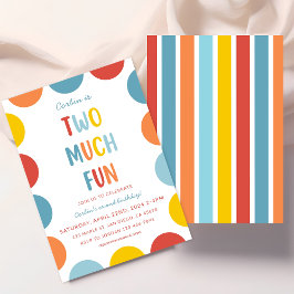 Convite Two Much Fun 2nd Birthday Party Invitation