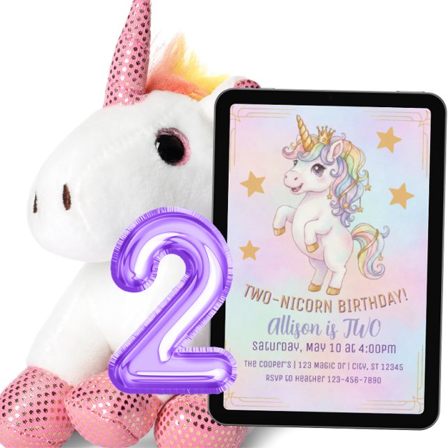 Convite TWO-nicorn, 2nd Birthday (Criador carregado)