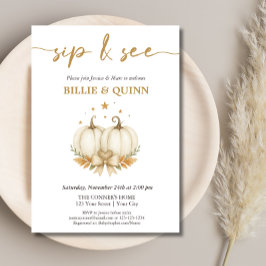 Convite Two Pumpkins on their way Twin Baby Sip And See 