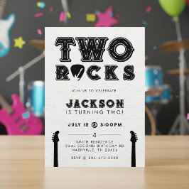 Convite Two Rocks Guitar Pick 2nd Birthday Party