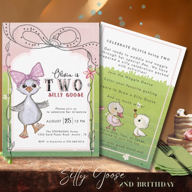 Convite Two Silly Goose 2nd Birthday Invitation (Two Silly Goose 2nd Birthday Invitation)