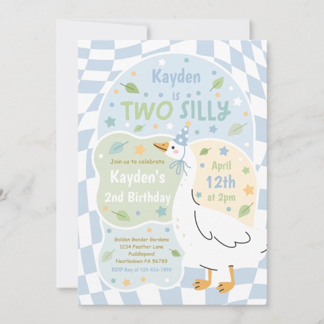 Convite Two Silly Goose 2nd Birthday Party Spring Birthday (Frente)