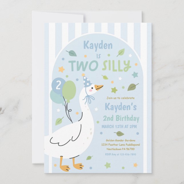 Convite Two Silly Goose 2nd Birthday Party Spring Birthday (Frente)