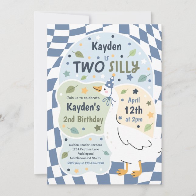 Convite Two Silly Goose 2nd Birthday Party Spring Birthday (Frente)