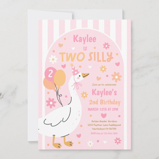 Convite Two Silly Goose 2nd Birthday Party Spring Birthday (Frente)