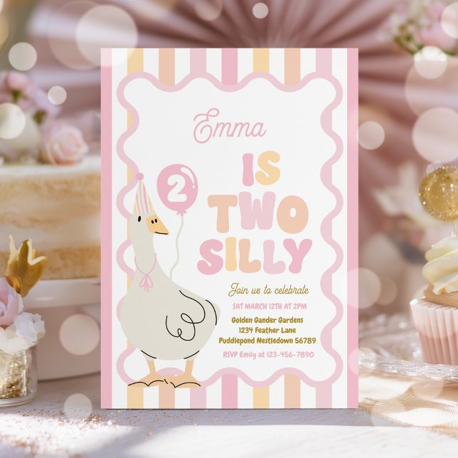 Convite Two Silly Goose 2nd Birthday Party Spring Birthday (Criador carregado)