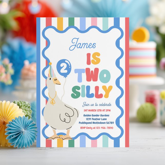 Convite Two Silly Goose 2nd Birthday Party Spring Birthday (Criador carregado)