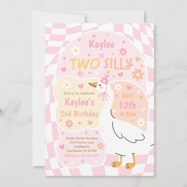 Convite Two Silly Goose 2nd Birthday Party Spring Birthday (Frente)