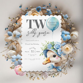 Convite Two Silly Goose Boy 2nd Birthday  Invitation