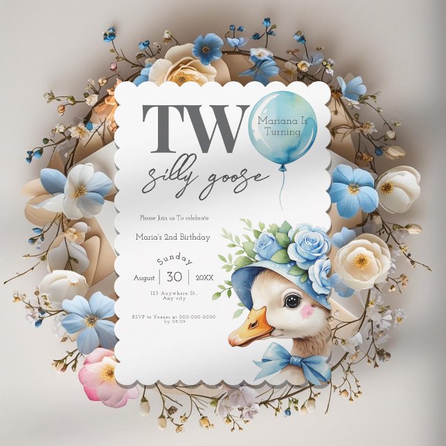 Convite Two Silly Goose Boy 2nd Birthday  Invitation (Criador carregado)