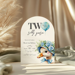 Convite Two Silly Goose Boy 2nd Birthday  Invitation