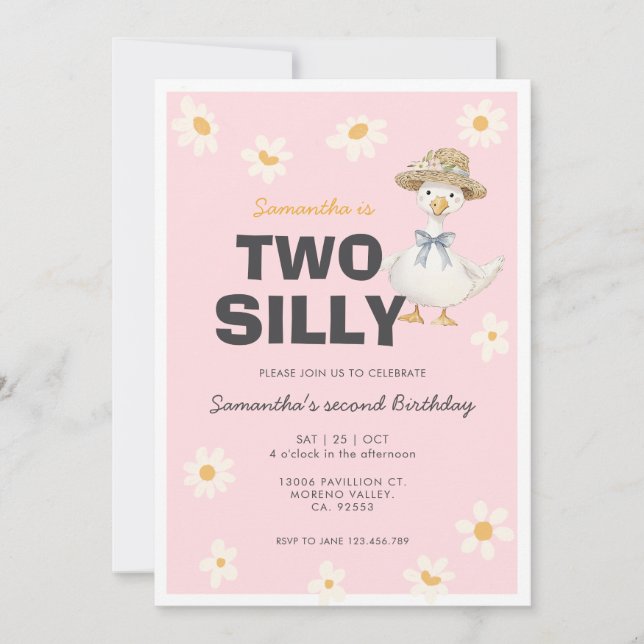 Convite Two Silly Goose Daisy Birthday Party Invitation (Frente)