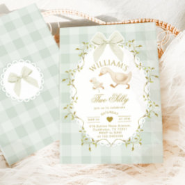 Convite Two Silly Goose Gender Neutral Sage 2nd Birthday