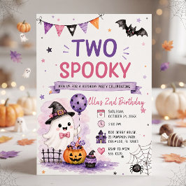 Convite Two Spooky Halloween Birthday Party