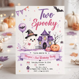 Convite Two Spooky Halloween Birthday Party