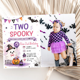 Convite Two Spooky Halloween Birthday Party Photo