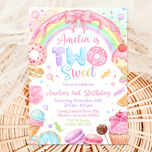 Convite Two Sweet Birthday Invitation, 2nd Birthday Invite (Criador carregado)