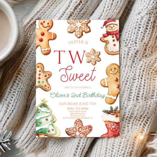 Convite Two Sweet Gingerbread Cookie 2nd Birthday Party (Criador carregado)