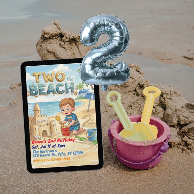 Convite Two the Beach 2nd Birthday (Criador carregado)