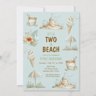Convite Two the Beach Summer Kids Birthday Invitation