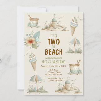 Convite Two the Beach Summer Kids Birthday Invitation