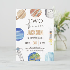 Convite Two The Moon | Modern Space 2nd Birthday Décor