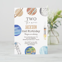 Convite Two The Moon | Modern Space 2nd Birthday Décor
