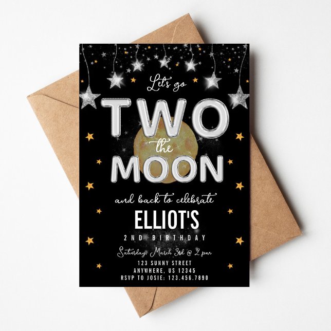 Convite Two the Moon Second Birthday Invitation (Criador carregado)