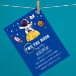 Convite Two The Moon Second Birthday Kids Party Modern Boy<br><div class="desc">Two the moon is a gorgeous and original invitation to your little boy's second birthday. The modern design features a top-placed image of an astronaut on the moon on a starry blue background. The text below is fully editable through the "personalize" button. Enter your daughter's name and information pertaining to...</div>
