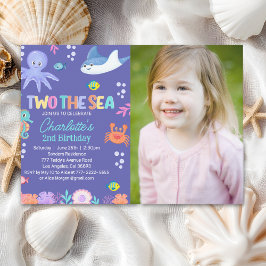 Convite TWO the SEA Photo – 2nd Birthday Party Girl