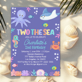 Convite TWO the SEA – Under the Sea 2nd Birthday for Girls