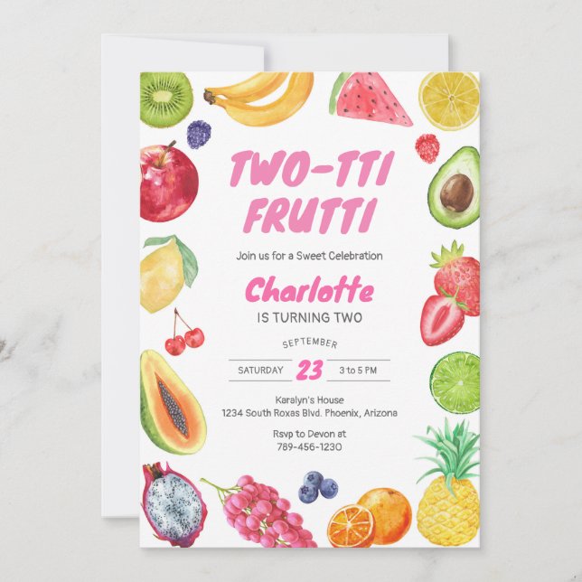 Convite Two-tti Frutti Birthday Invitation (Frente)