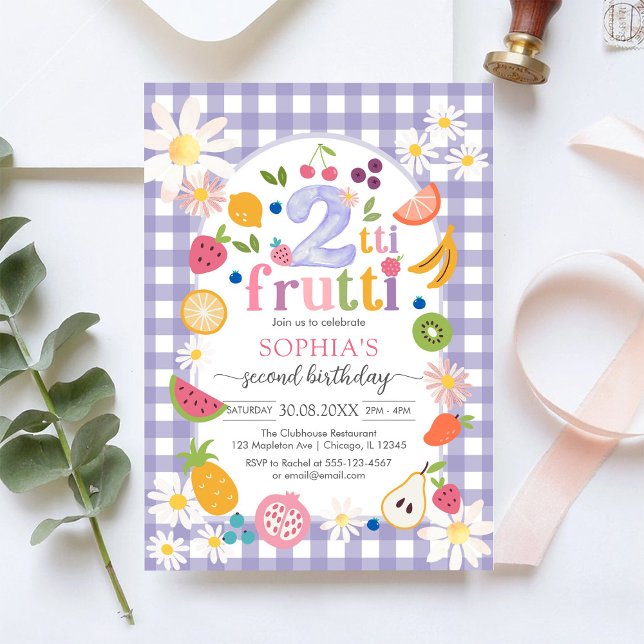 Convite Two-tti Frutti Twotti Fruit Tropical 2nd Birthday  (Criador carregado)
