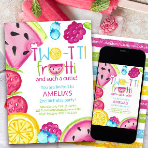 Convite TWO-tti Frutti Uma Cute Festa de Frutas de Anivers